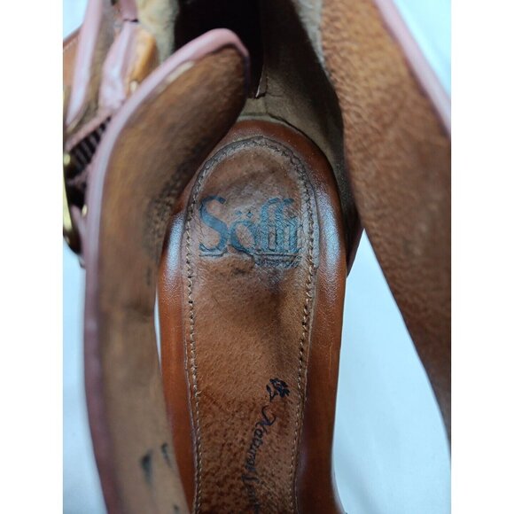 Sofft Parminda Cymbal Sandal Women's 8 M Brown Wood 2.5" Chunky Heel Cut Outs - Picture 10 of 11